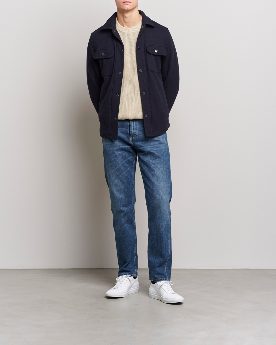 Mies | Kauluspaidat | BOSS BLACK | Carper Wool Overshirt Dark Blue