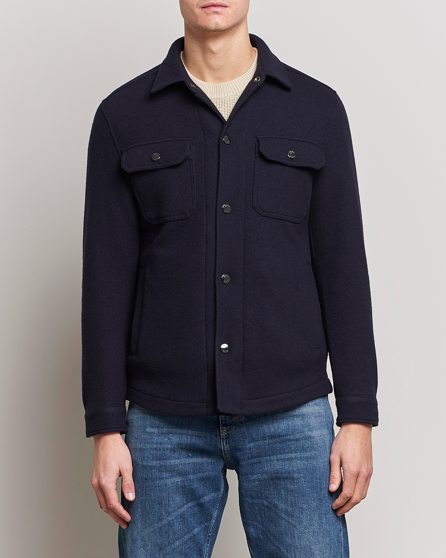 Mies |  | BOSS | Carper Wool Overshirt Dark Blue