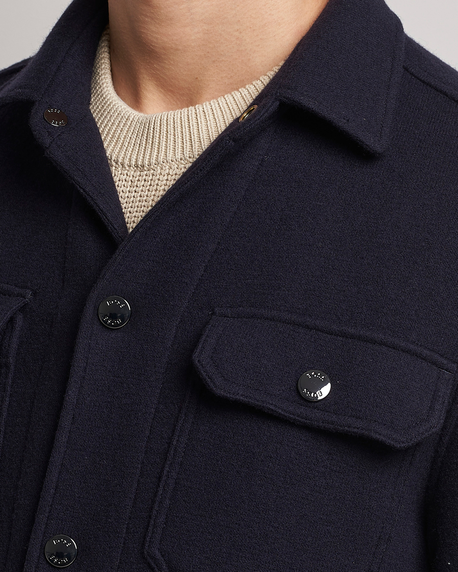 Mies | Kauluspaidat | BOSS BLACK | Carper Wool Overshirt Dark Blue