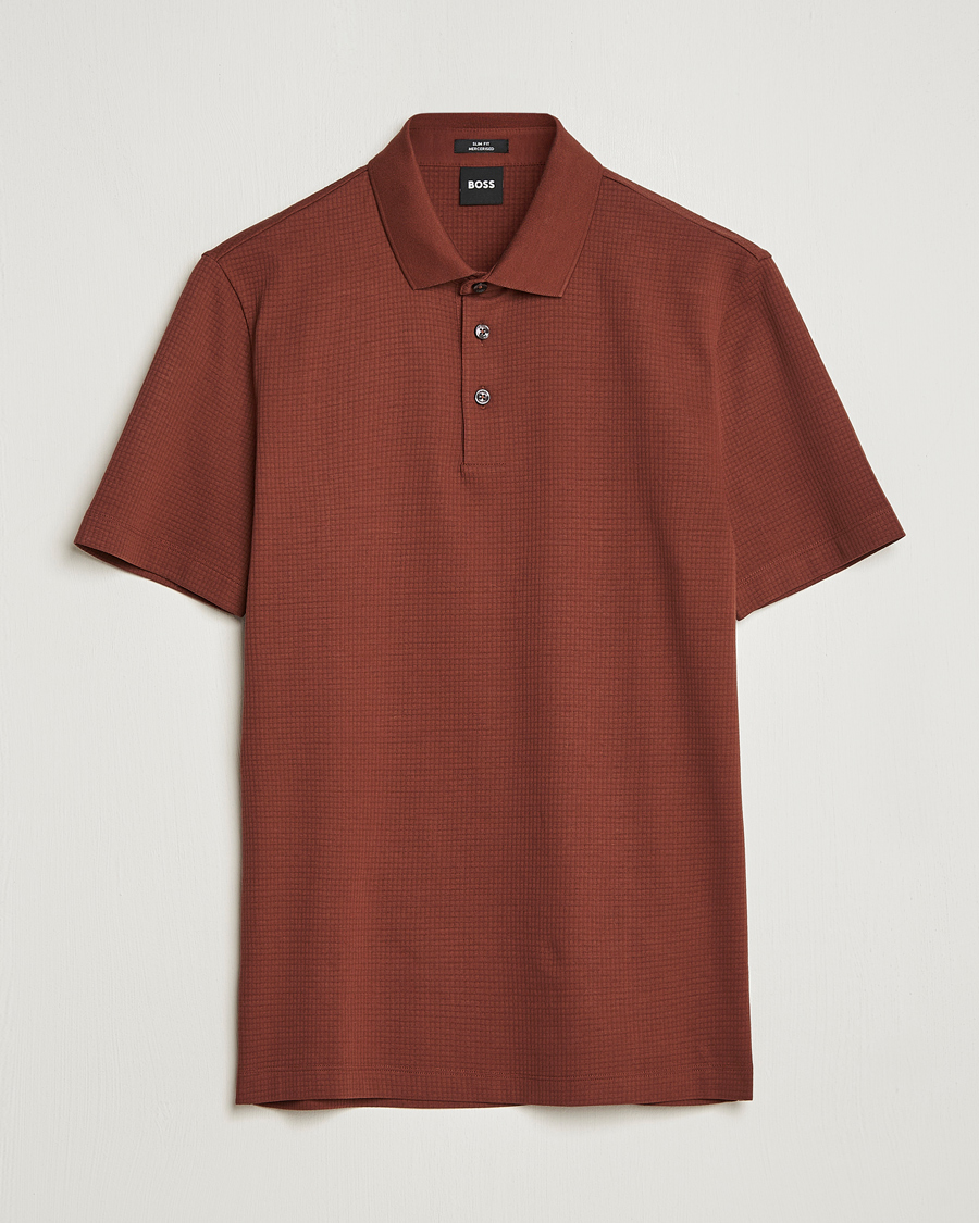 Mies | Pikeet | BOSS BLACK | Pitton Waffle Polo Medium Brown