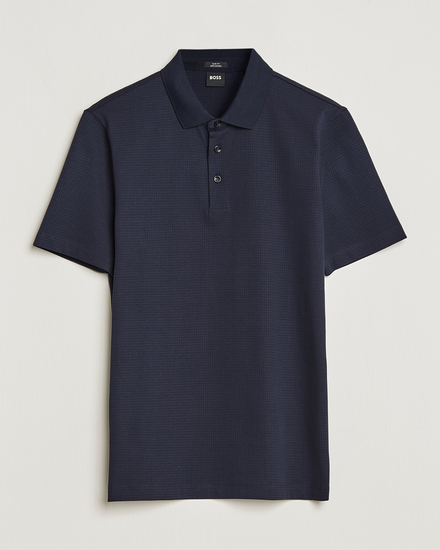 Mies | Pikeet | BOSS BLACK | Pitton Waffle Polo Dark Blue