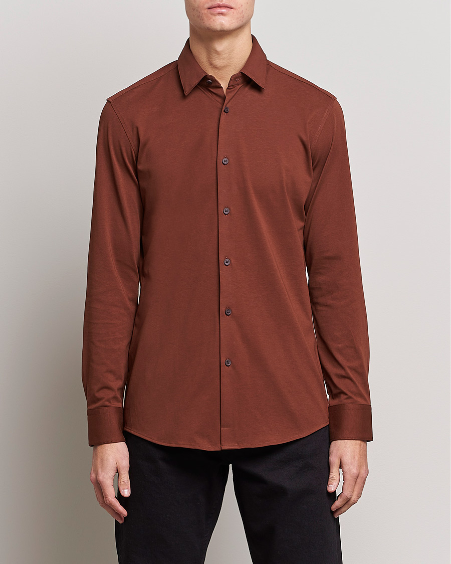 Mies |  | BOSS | Hank 4-Way Stretch Shirt Medium Brown