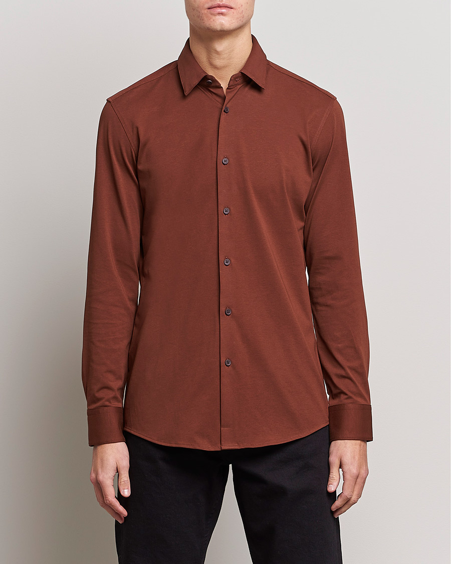Mies | Kauluspaidat | BOSS BLACK | Hank 4-Way Stretch Shirt Medium Brown