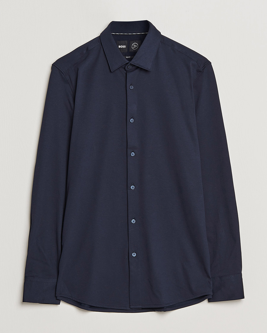 Mies | Kauluspaidat | BOSS BLACK | Hank 4-Way Stretch Shirt Dark Blue