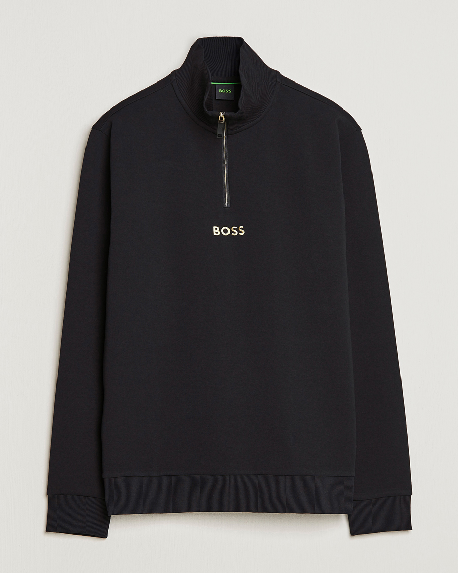 Mies | Puserot | BOSS GREEN | Center Logo Half Zip Black
