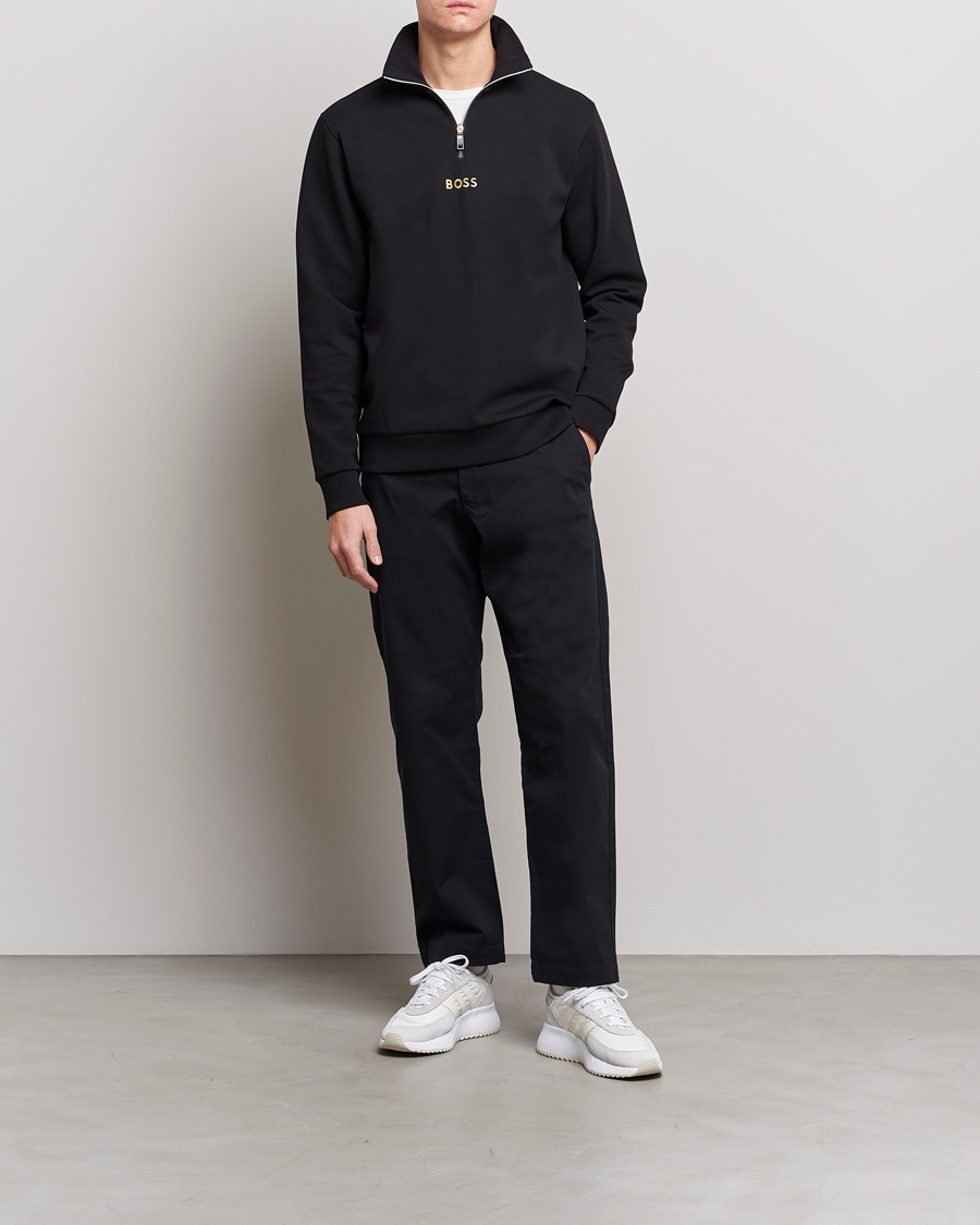 Mies | Puserot | BOSS GREEN | Center Logo Half Zip Black