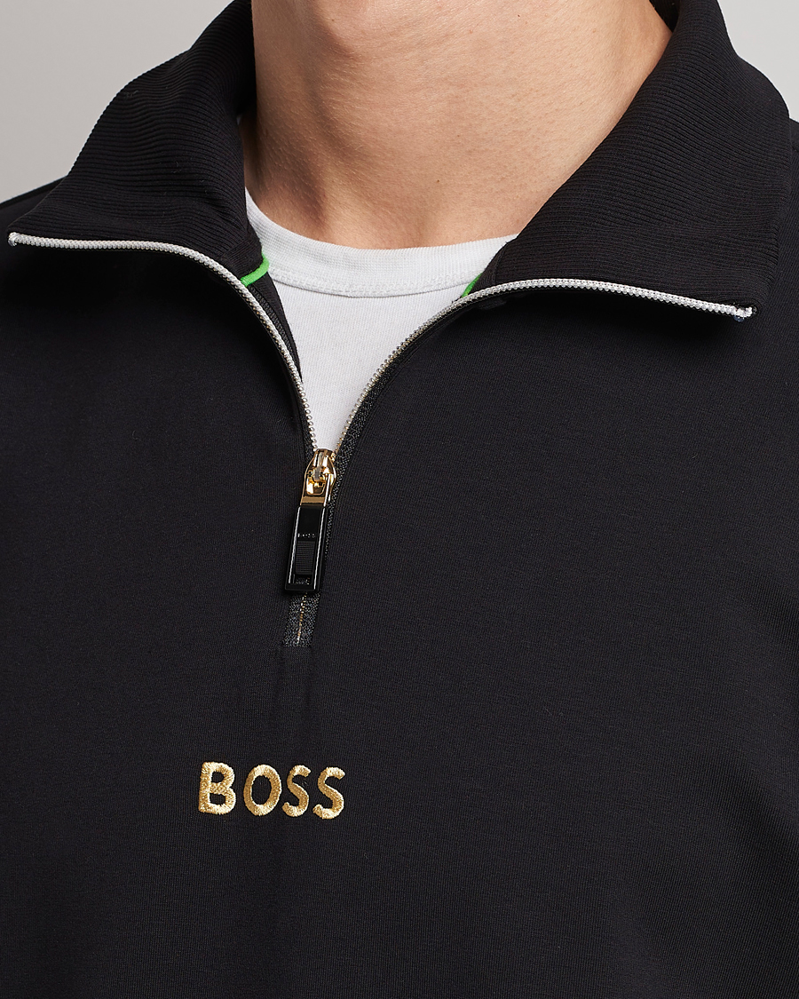 Mies | Puserot | BOSS GREEN | Center Logo Half Zip Black