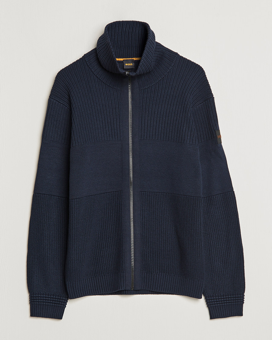 Mies | Puserot | BOSS ORANGE | Kamondo Full Zip Sweater Dark Blue