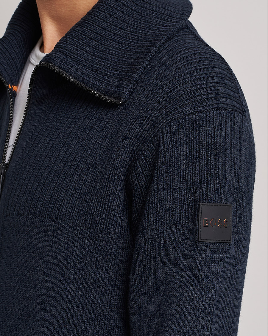 Mies | Puserot | BOSS ORANGE | Kamondo Full Zip Sweater Dark Blue