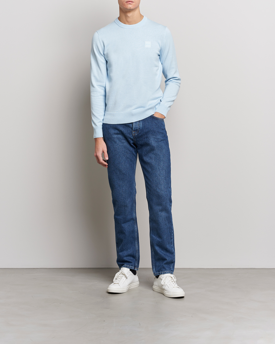 Mies | Puserot | BOSS ORANGE | Kanovano Knitted Sweater Open Blue