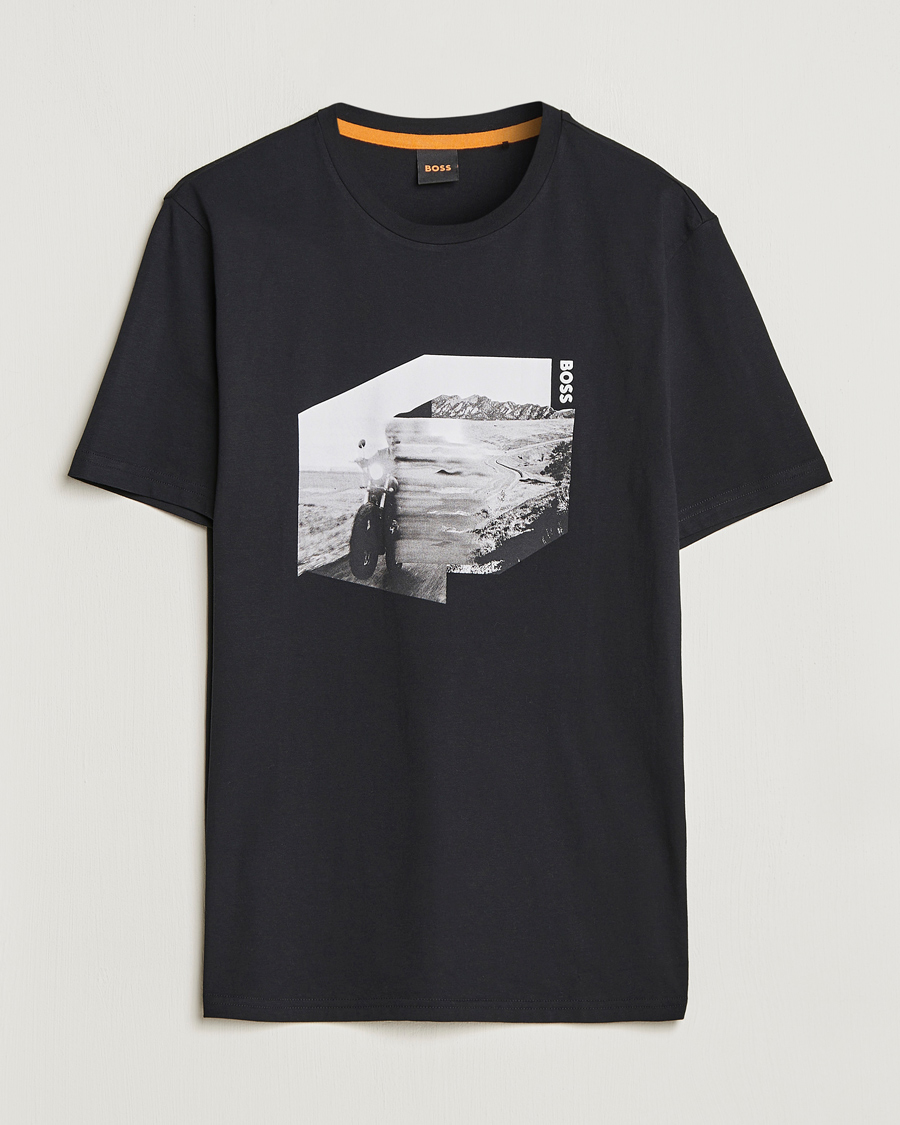 Mies | T-paidat | BOSS ORANGE | Teglow Photoprint Crew Neck T-Shirt Black