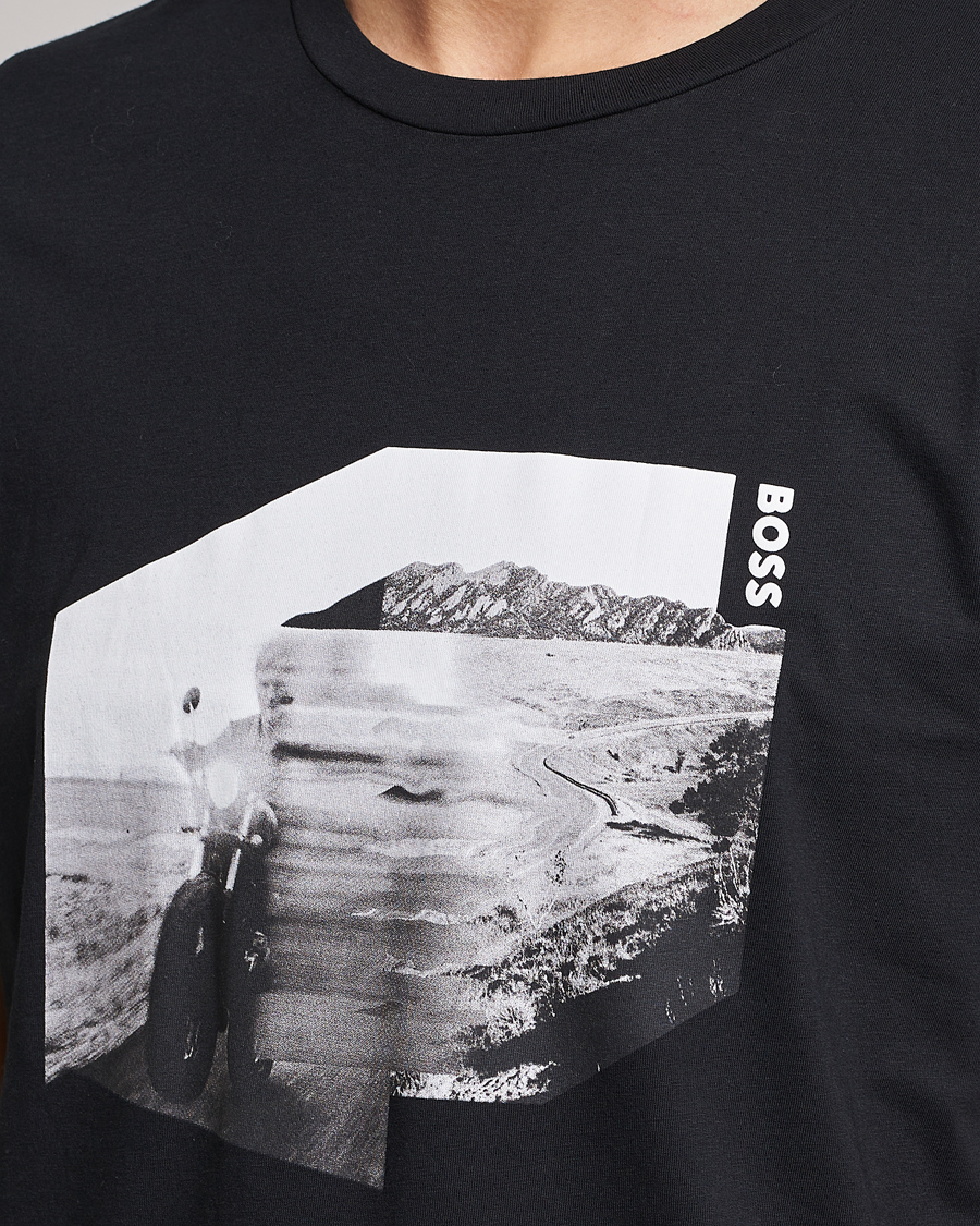 Mies | T-paidat | BOSS ORANGE | Teglow Photoprint Crew Neck T-Shirt Black