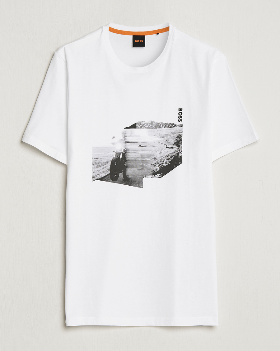 Mies | T-paidat | BOSS ORANGE | Teglow Photoprint Crew Neck T-Shirt White