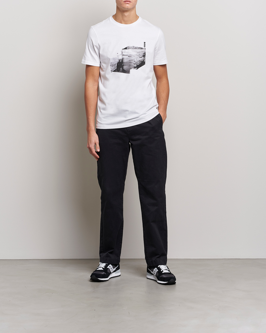 Mies | Vaatteet | BOSS Casual | Teglow Photoprint Crew Neck T-Shirt White
