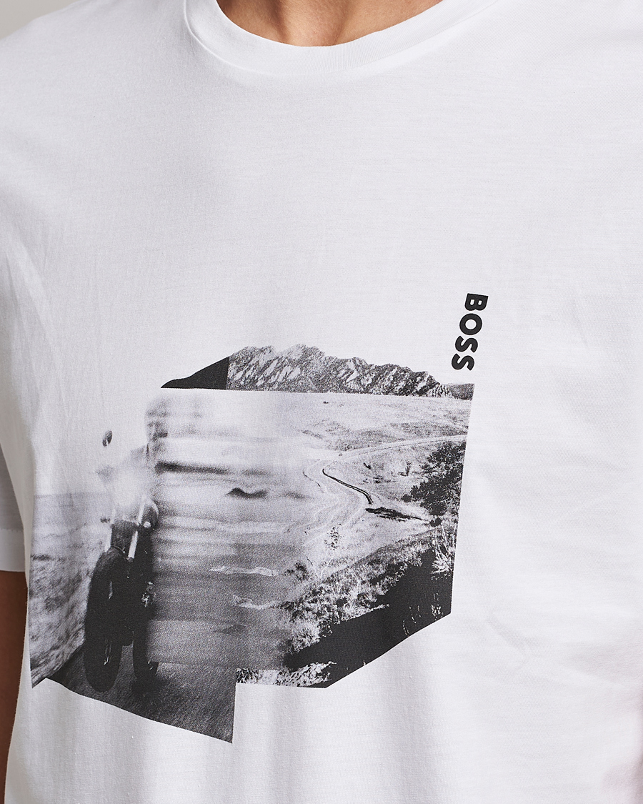 Mies | T-paidat | BOSS ORANGE | Teglow Photoprint Crew Neck T-Shirt White
