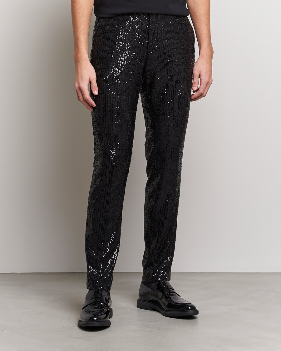 Mies | Housut | HUGO | Hesten Shiny Tuxedo Trousers Black