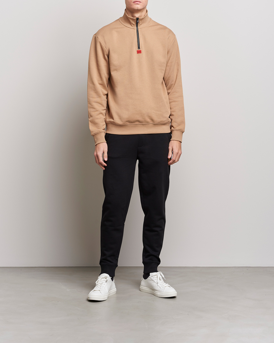 Mies | Puserot | HUGO | Durty Half Zip Sweater Medium Beige