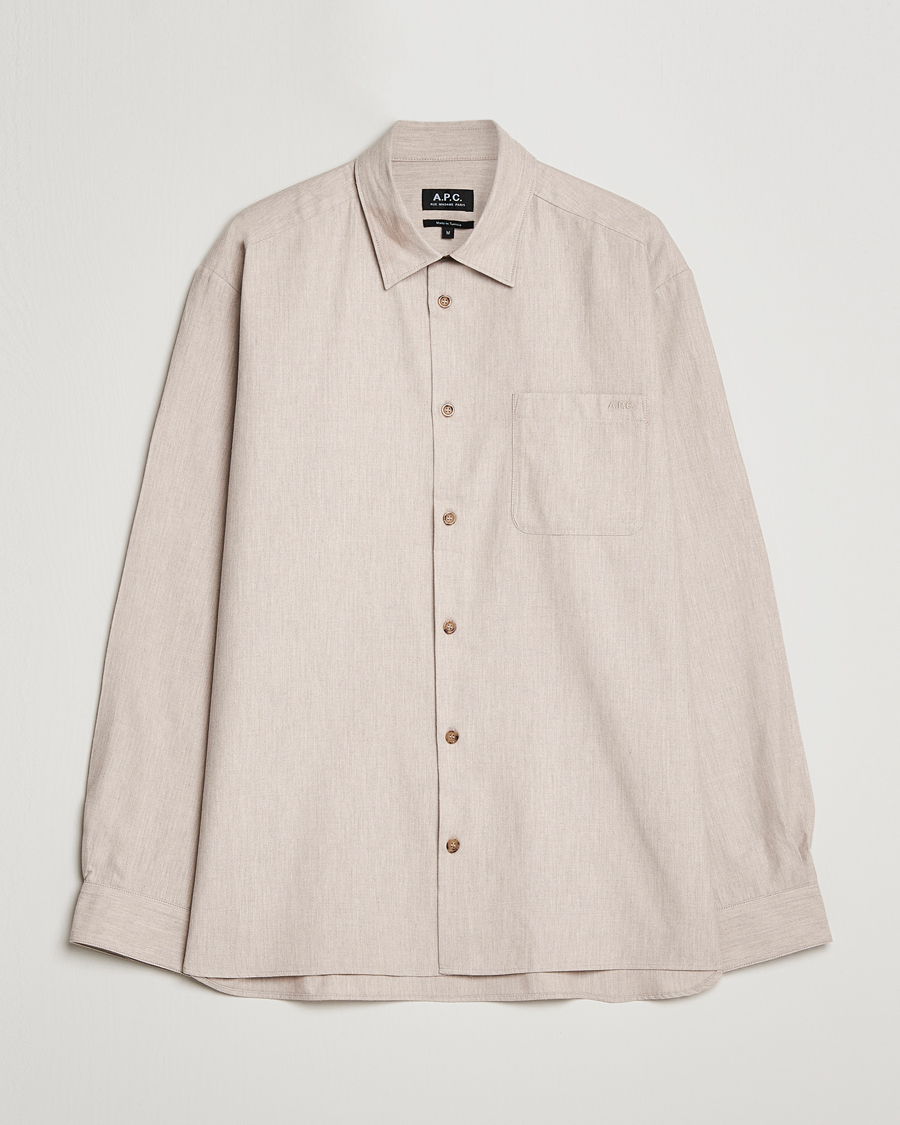 Mies | Kauluspaidat | A.P.C. | Marlo Flannel Shirt Heather Beige