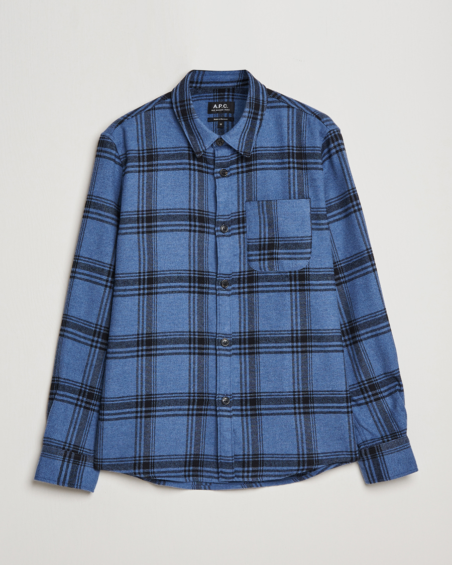 Mies | Kauluspaidat | A.P.C. | Trek Heavy Overshirt Blue Check
