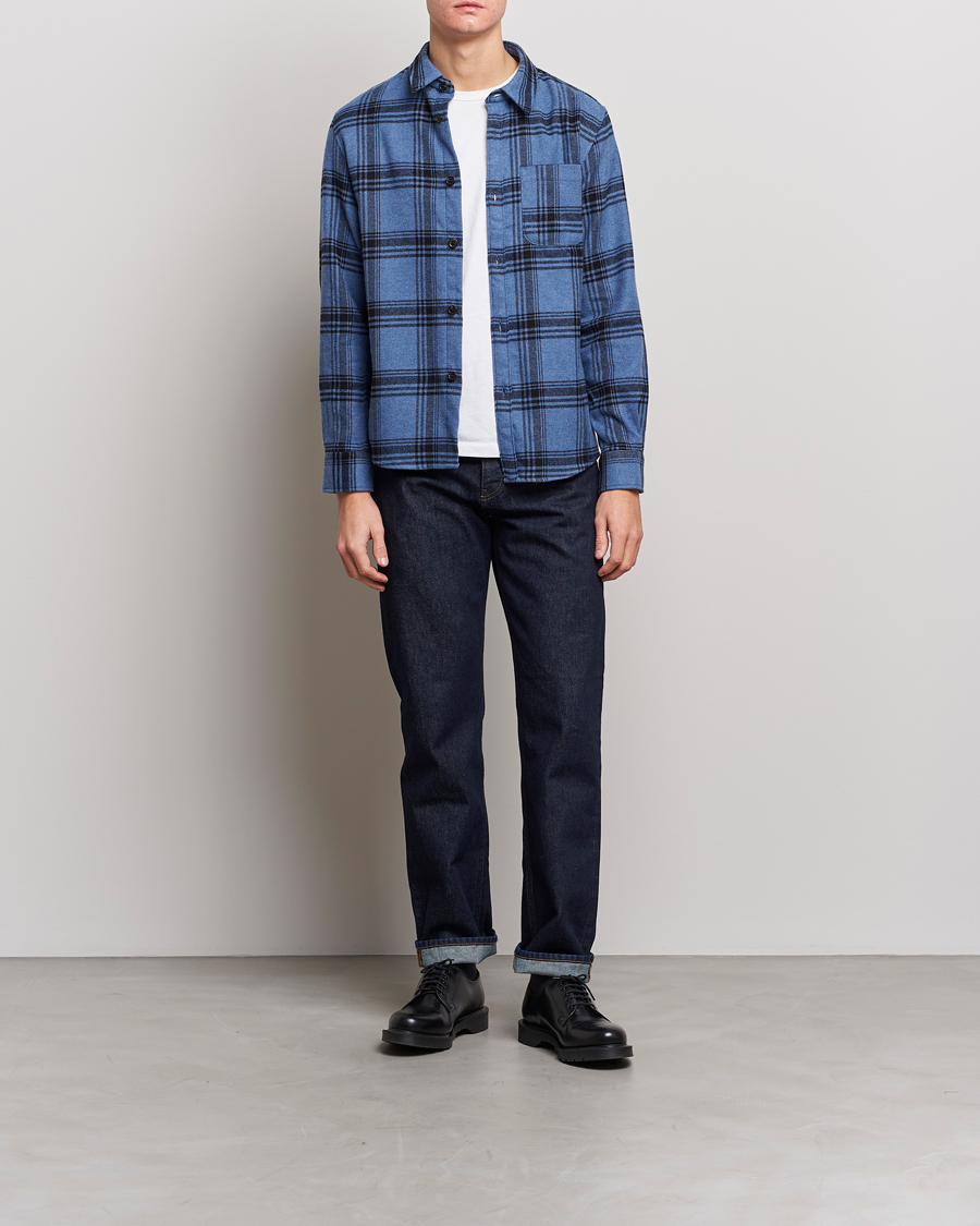 Mies | Kauluspaidat | A.P.C. | Trek Heavy Overshirt Blue Check