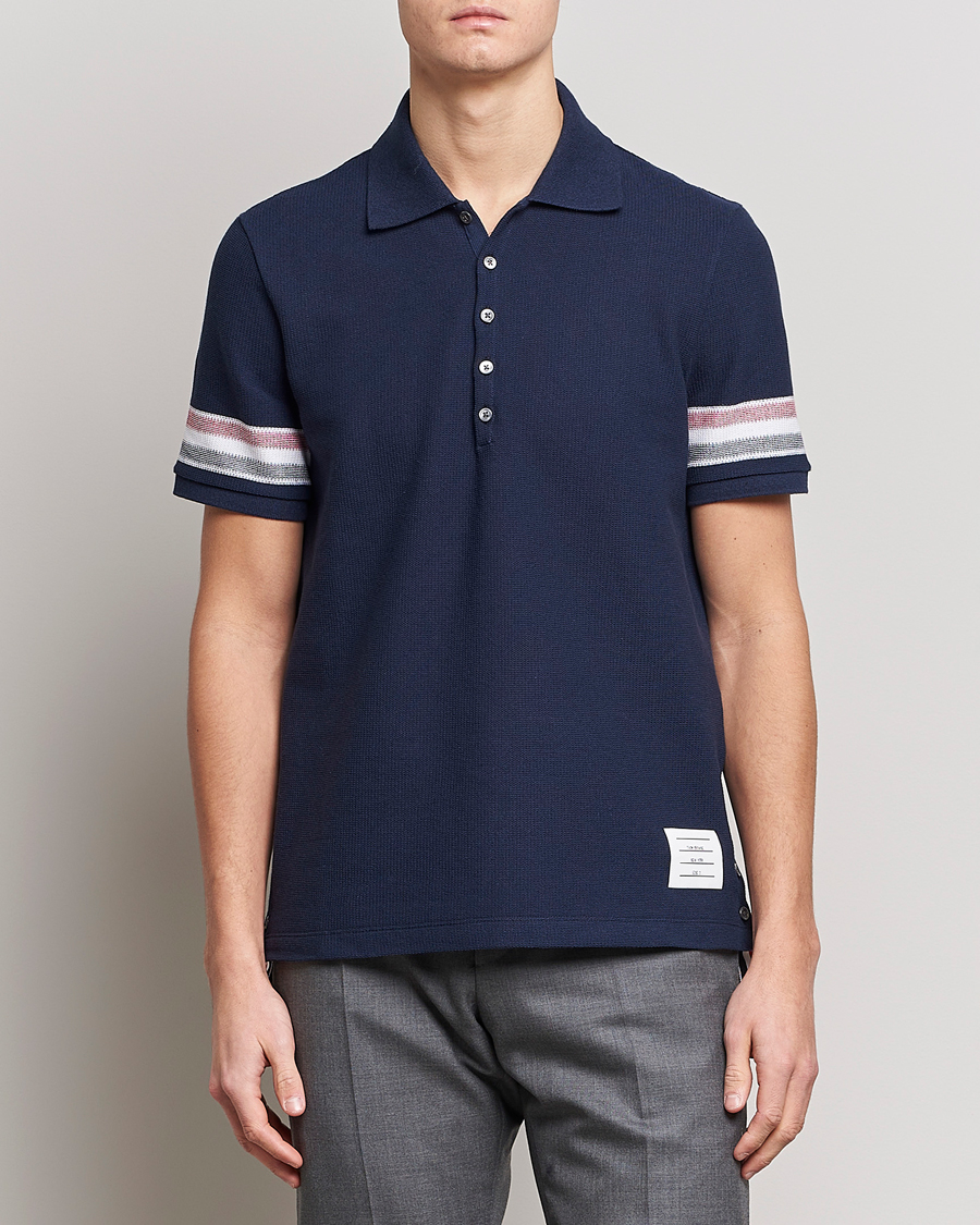 Mies |  | Thom Browne | RWB Stripe Polo Shirt Navy