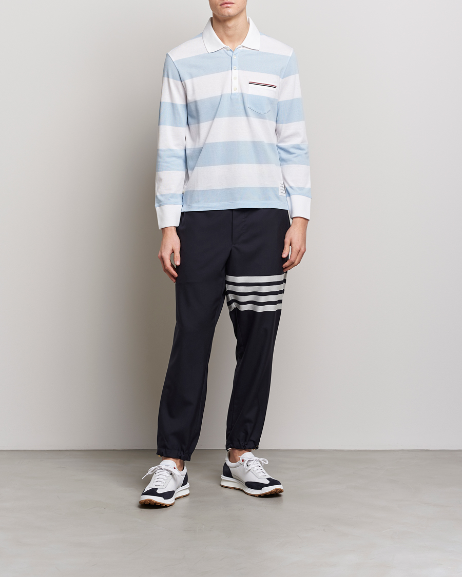 Mies | Puserot | Thom Browne | Rugby Stripe Long Sleeve Polo Light Blue