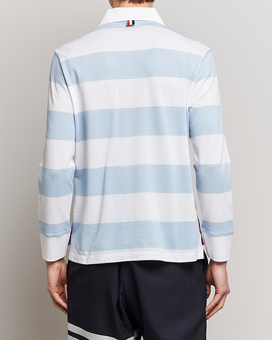 Mies | Puserot | Thom Browne | Rugby Stripe Long Sleeve Polo Light Blue