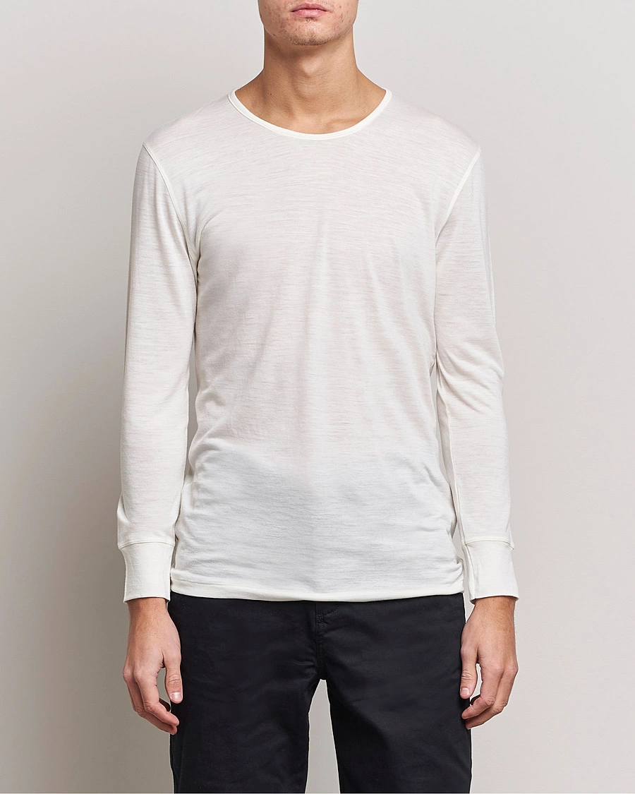 Mies | Zimmerli of Switzerland | Zimmerli of Switzerland | Wool/Silk Long Sleeve T-Shirt Ecru