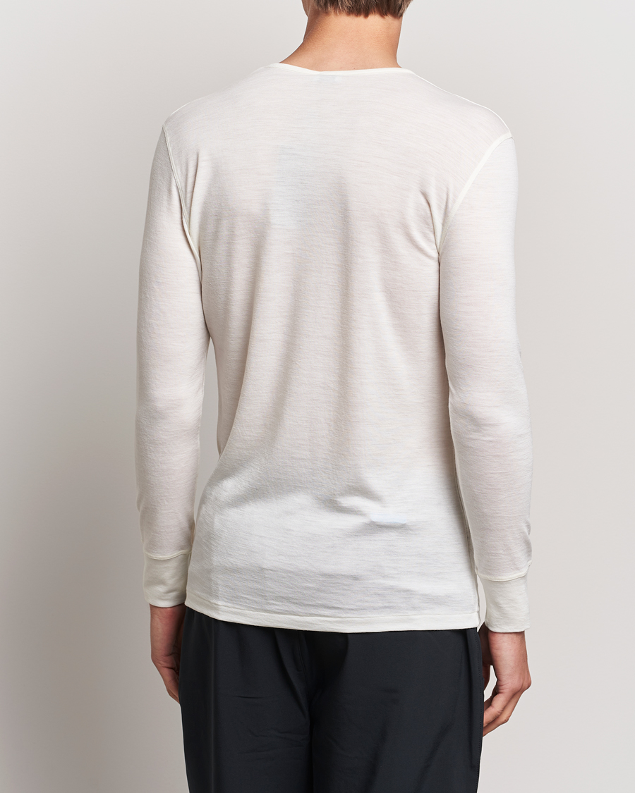 Mies |  | Zimmerli of Switzerland | Wool/Silk Long Sleeve T-Shirt Ecru