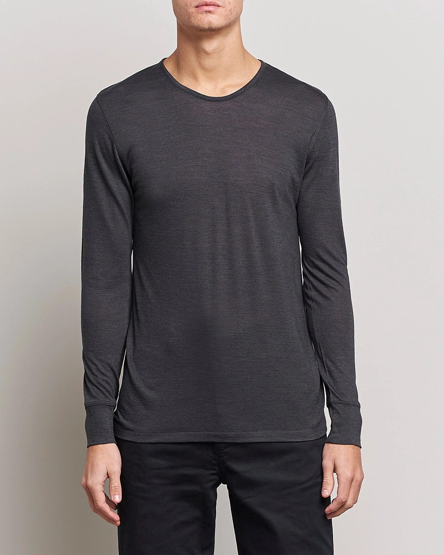 Mies |  | Zimmerli of Switzerland | Wool/Silk Long Sleeve T-Shirt Charcoal