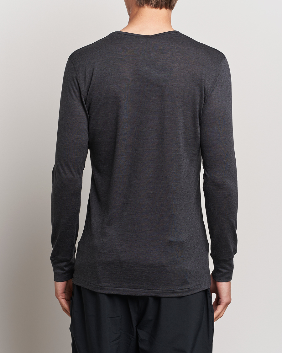 Mies | Pitkähihaiset t-paidat | Zimmerli of Switzerland | Wool/Silk Long Sleeve T-Shirt Charcoal