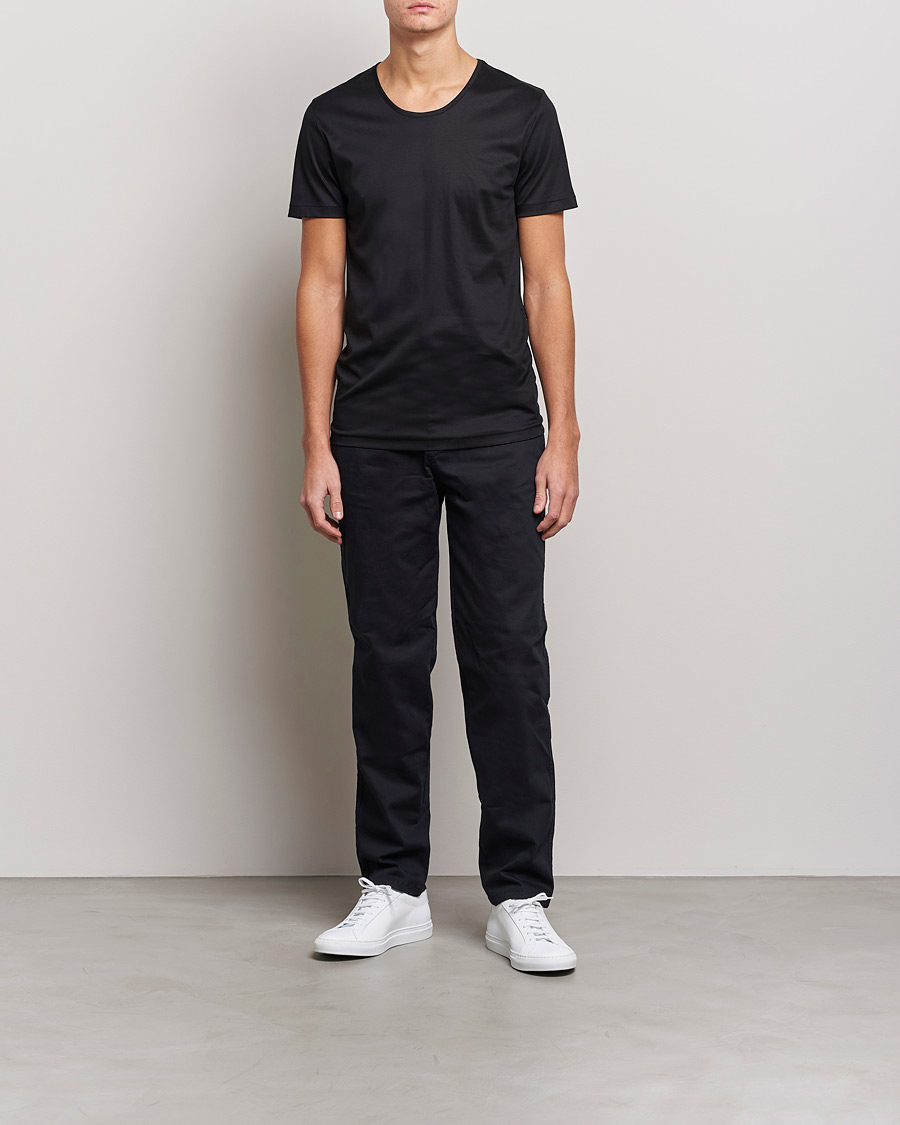 Mies | T-paidat | Zimmerli of Switzerland | Sea Island Cotton Crew Neck T-Shirt Black