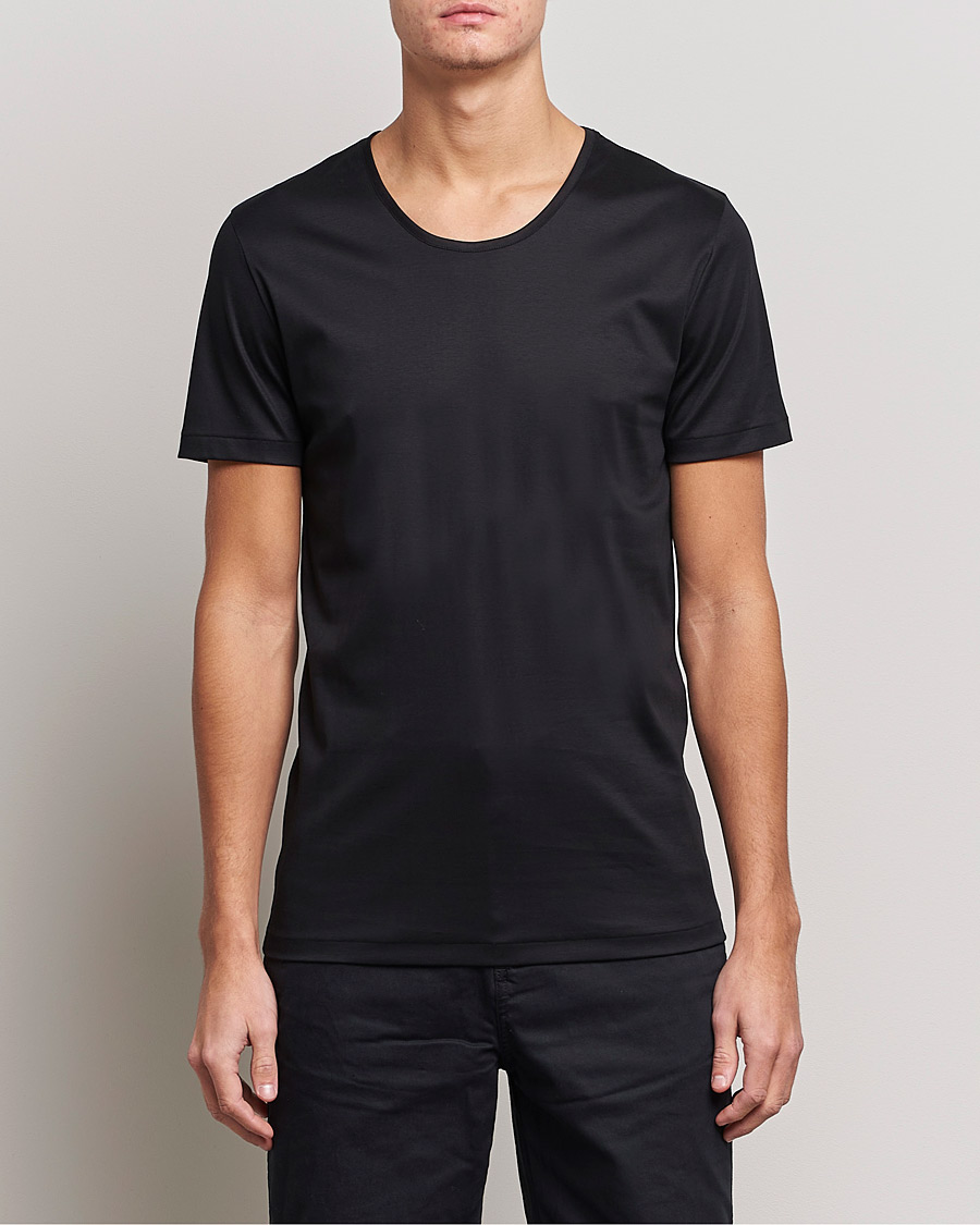 Mies |  | Zimmerli of Switzerland | Sea Island Cotton Crew Neck T-Shirt Black