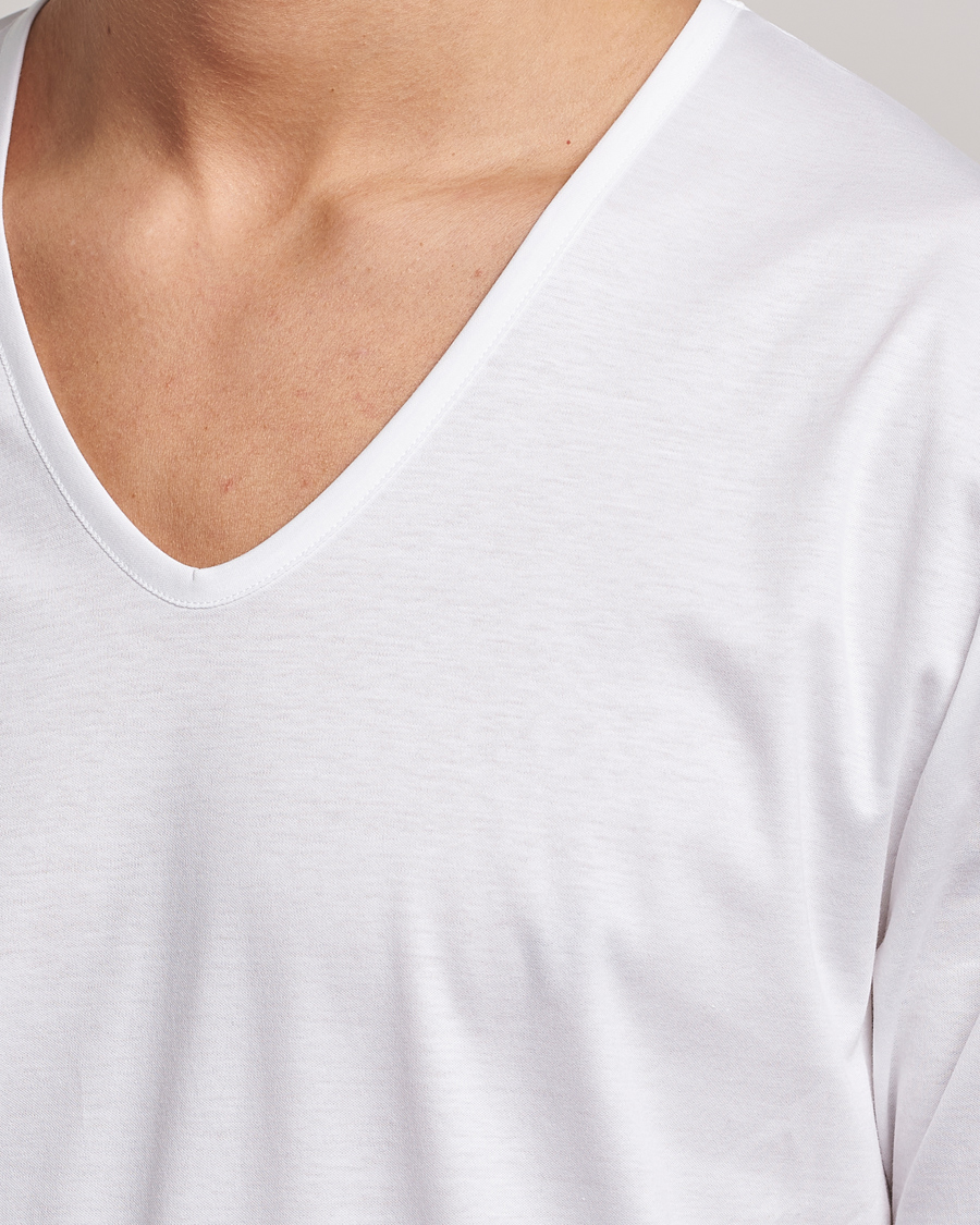 Mies | T-paidat | Zimmerli of Switzerland | Sea Island Cotton V-Neck T-Shirt White