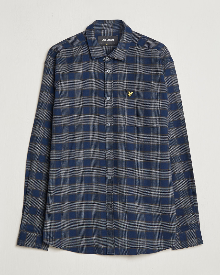Mies | Kauluspaidat | Lyle & Scott | Checked Cotton Shirt Dark Navy