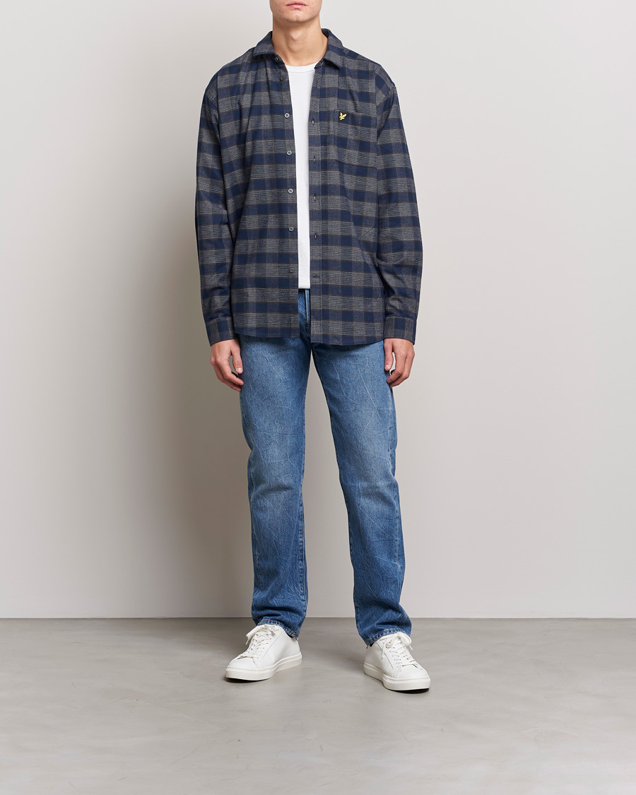 Mies | Kauluspaidat | Lyle & Scott | Checked Cotton Shirt Dark Navy