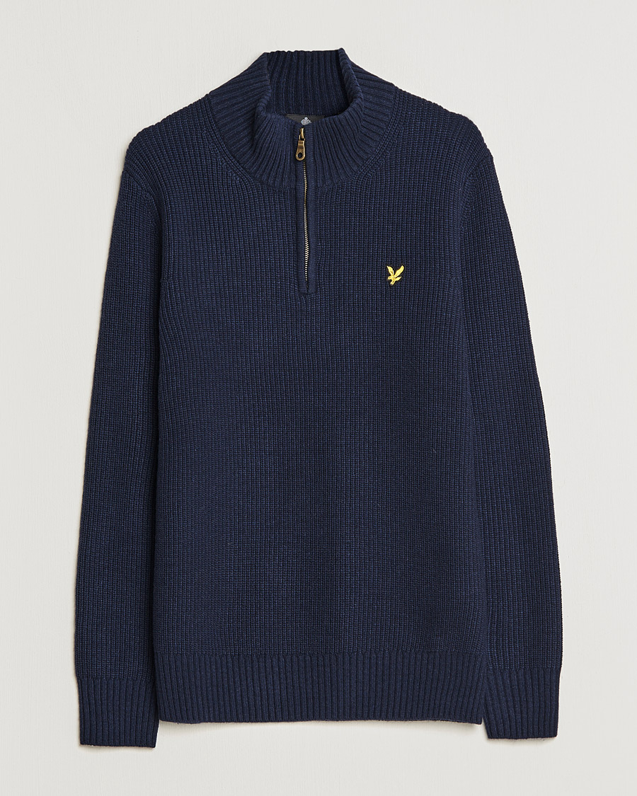 Mies | Puserot | Lyle & Scott | Ribbed Quarter Zip Sweater Navy