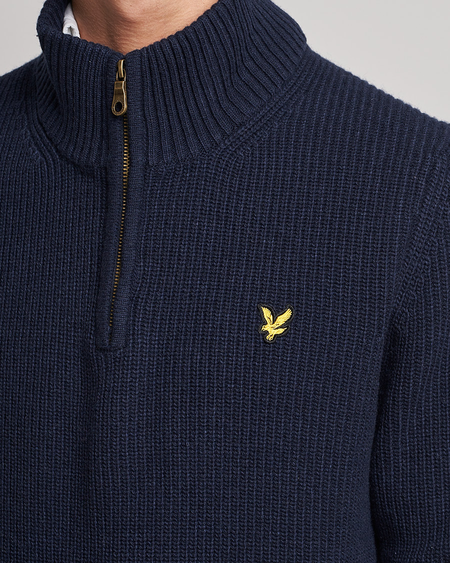 Mies | Puserot | Lyle & Scott | Ribbed Quarter Zip Sweater Navy