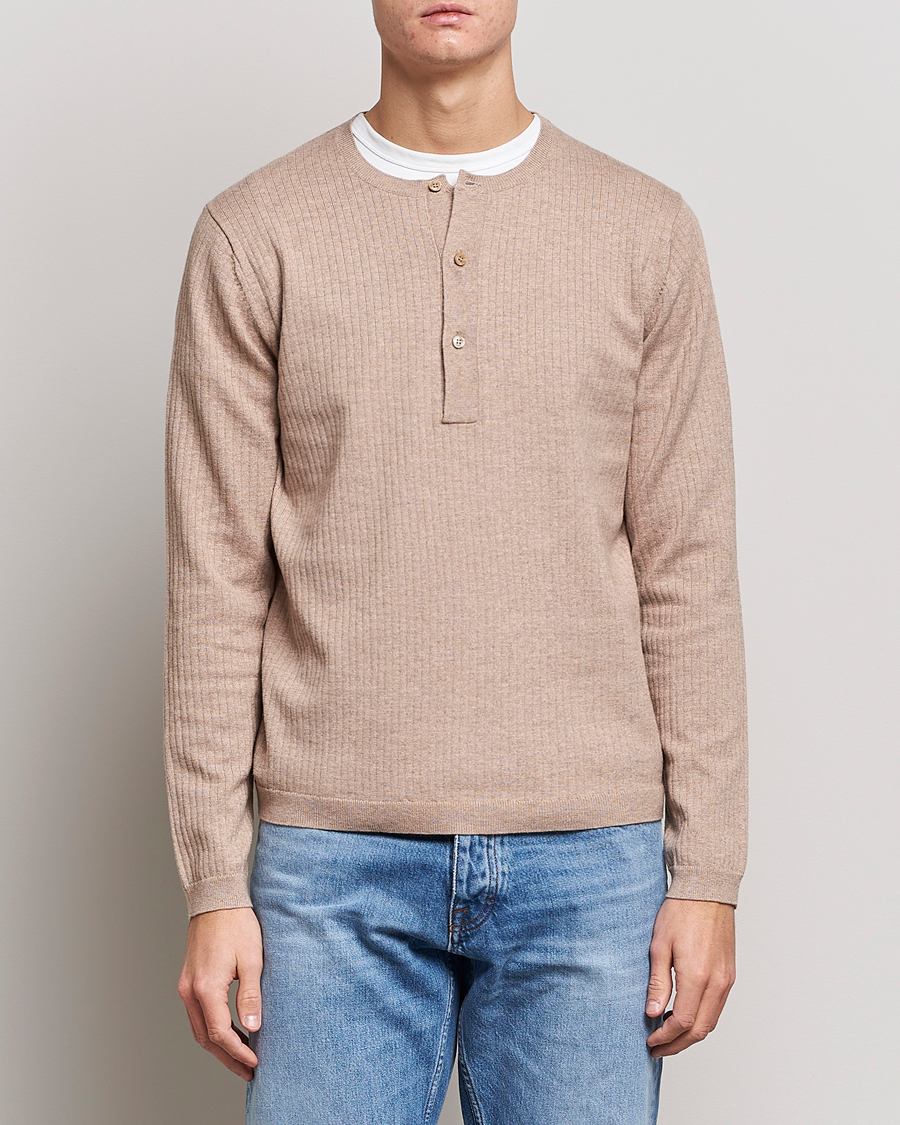 Mies | Puserot | Tiger of Sweden | Nassau Cotton Wool Knitted Sweater Beigie Melange