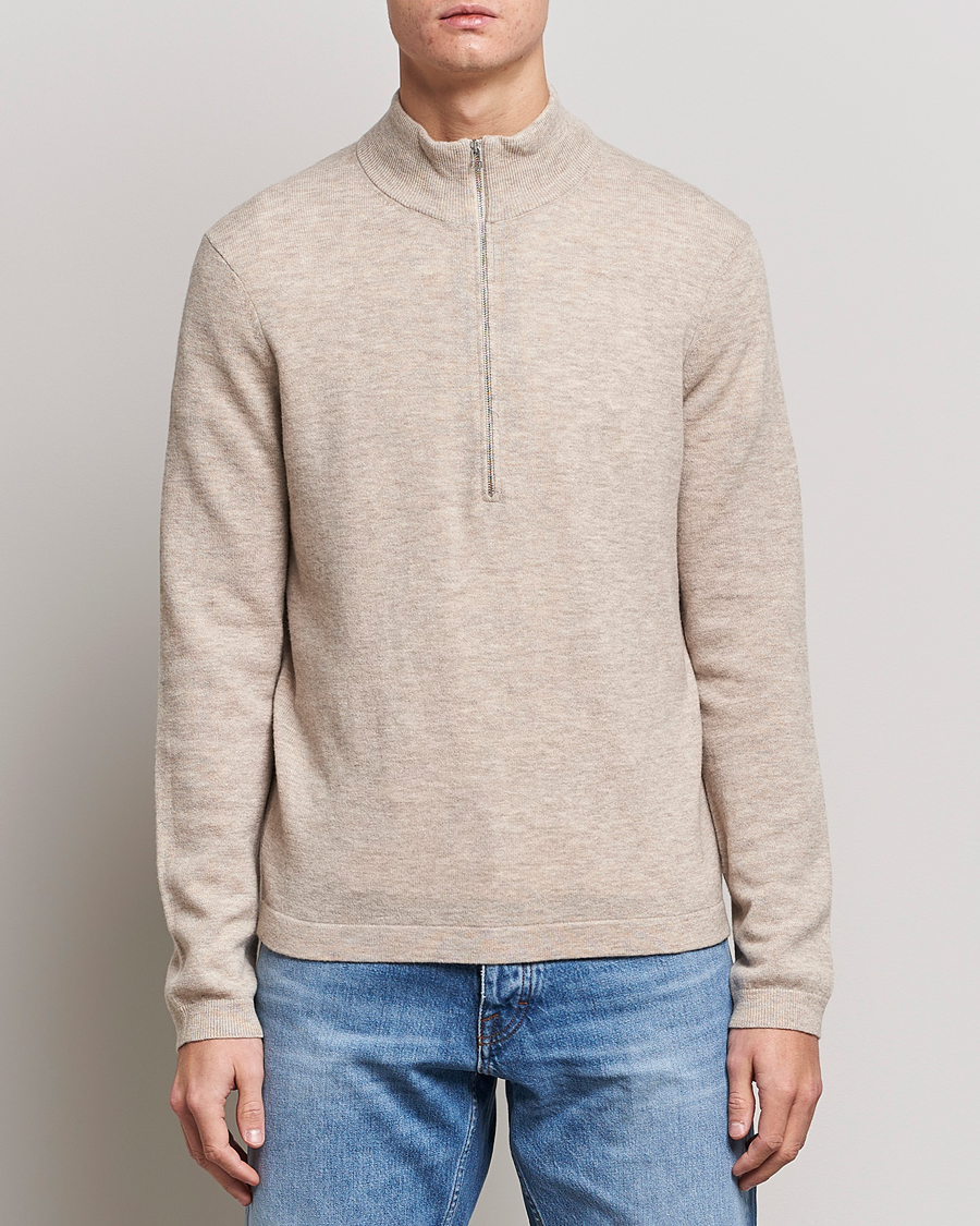 Mies |  | Tiger of Sweden | Owain Merino Half Zip Sweater Dark White