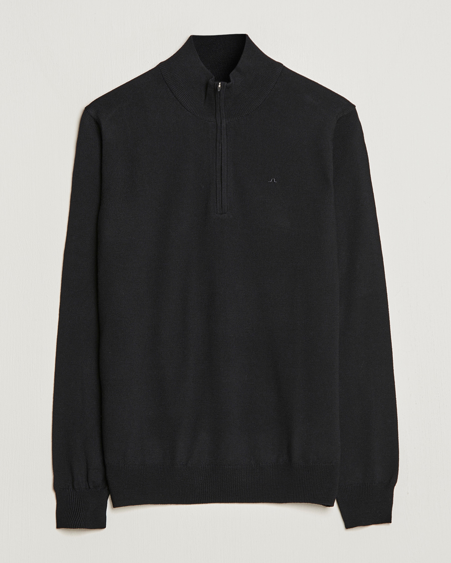 Mies | Puserot | J.Lindeberg | Kian Quarter Zip Merino Sweater Black