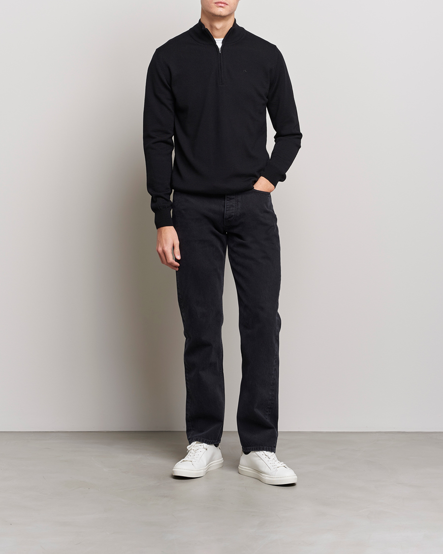 Mies | Vaatteet | J.Lindeberg | Kian Quarter Zip Merino Sweater Black