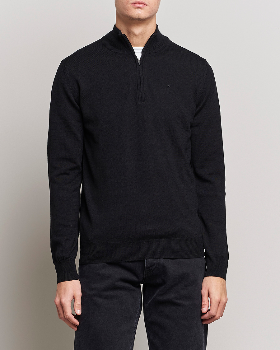 Mies |  | J.Lindeberg | Kian Quarter Zip Merino Sweater Black