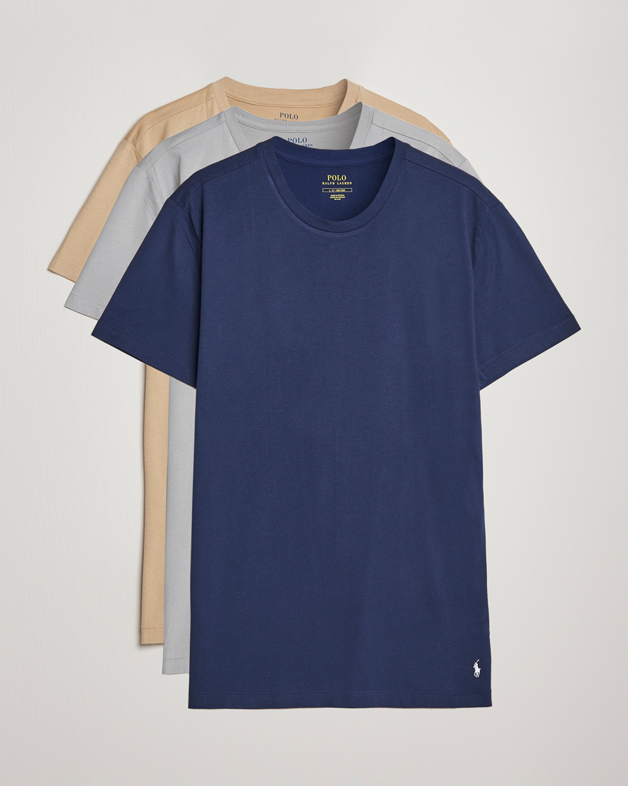 Mies | T-paidat | Polo Ralph Lauren | 3-Pack Crew Neck T-Shirt Grey/Navy/Sand Dune
