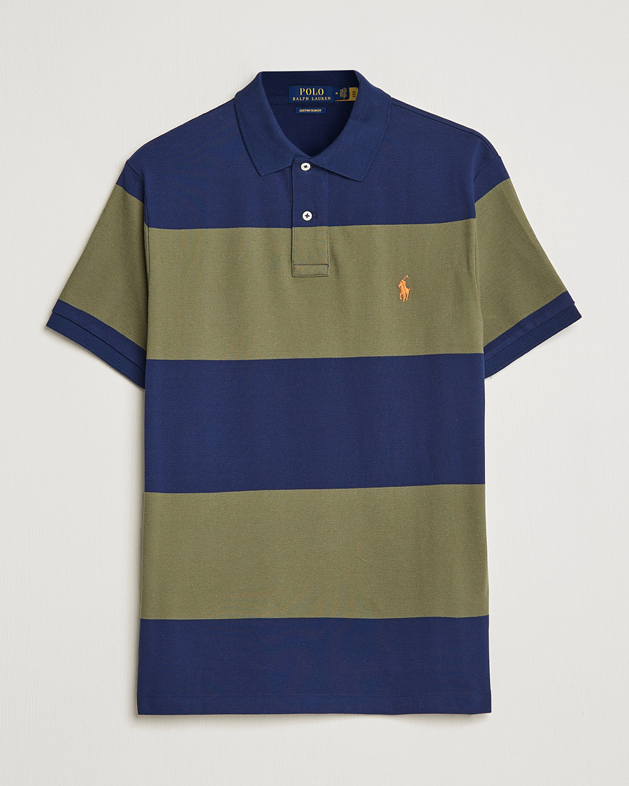 Mies | Pikeet | Polo Ralph Lauren | Custom Slim Fit Barstriped Polo Navy/Dark Sage