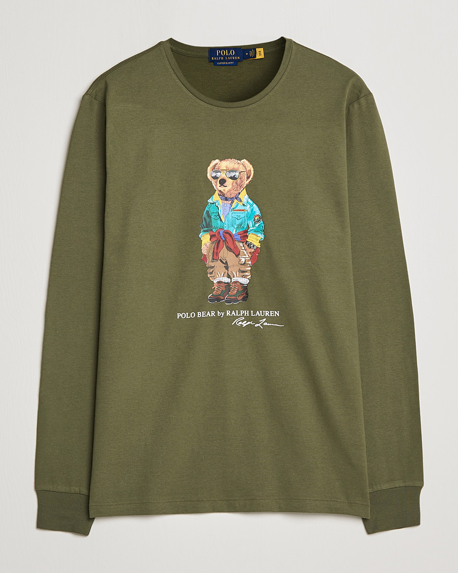 Mies | T-paidat | Polo Ralph Lauren | Printed Bear Crew Neck Long Sleeve T-Shirt Dark Sage