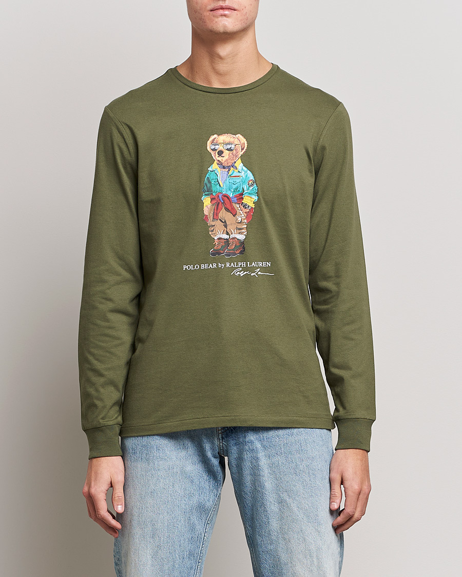 Mies | Pitkähihaiset t-paidat | Polo Ralph Lauren | Printed Bear Crew Neck Long Sleeve T-Shirt Dark Sage