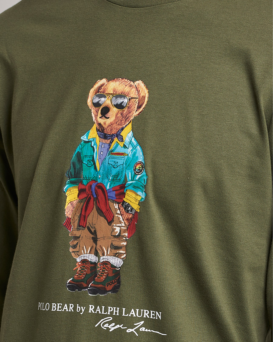 Mies | T-paidat | Polo Ralph Lauren | Printed Bear Crew Neck Long Sleeve T-Shirt Dark Sage