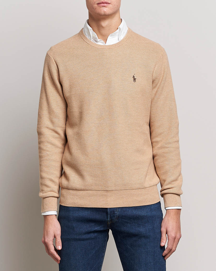 Mies | Puserot | Polo Ralph Lauren | Textured Knitted Crew Neck Camel Melange
