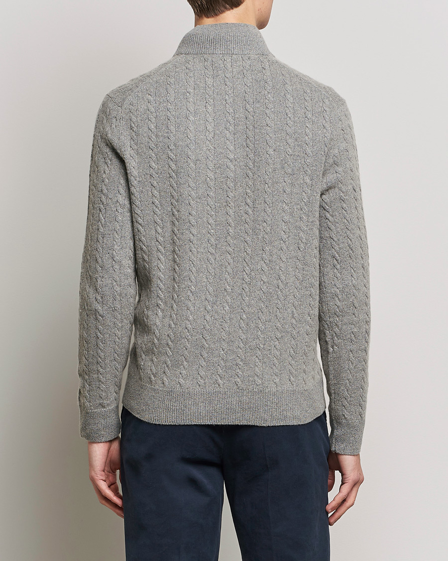 Mies | Puserot | Polo Ralph Lauren | Cotton/Wool Cable Half-Zip Fawn Grey Heather